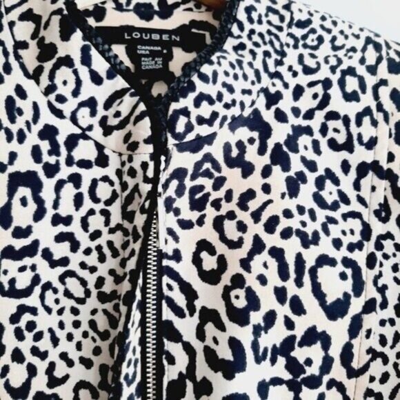 LOUBEN Leopard Print Full-zip Blazer Jacket Animal Pattern Sz 6 - Picture 8 of 11